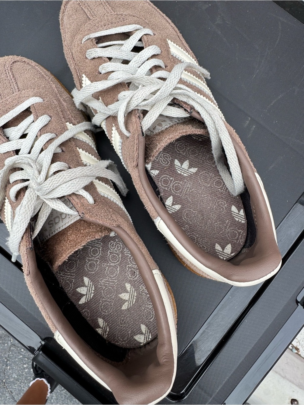 adidas Taupe and White Suede Low-Top Sneakers - Picture 6 of 7